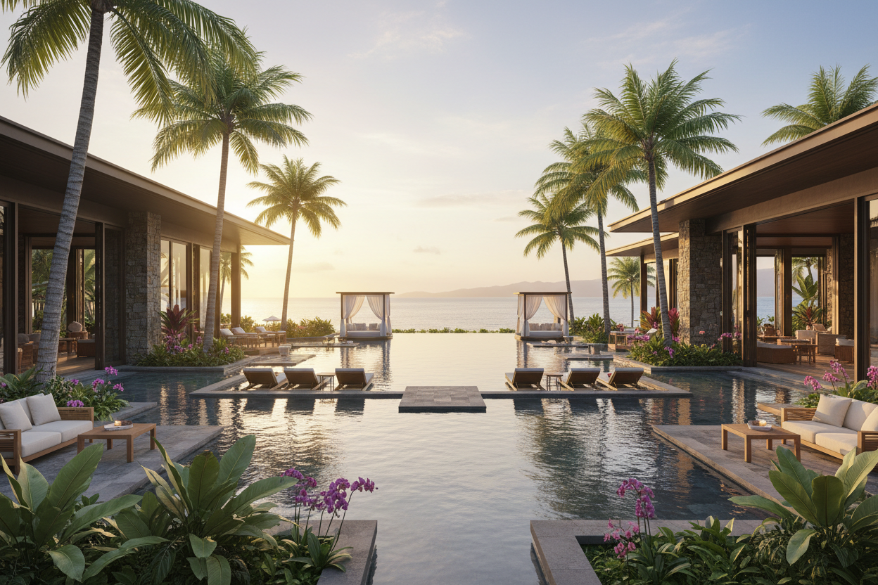 Resort Hotel with Pool and Palms